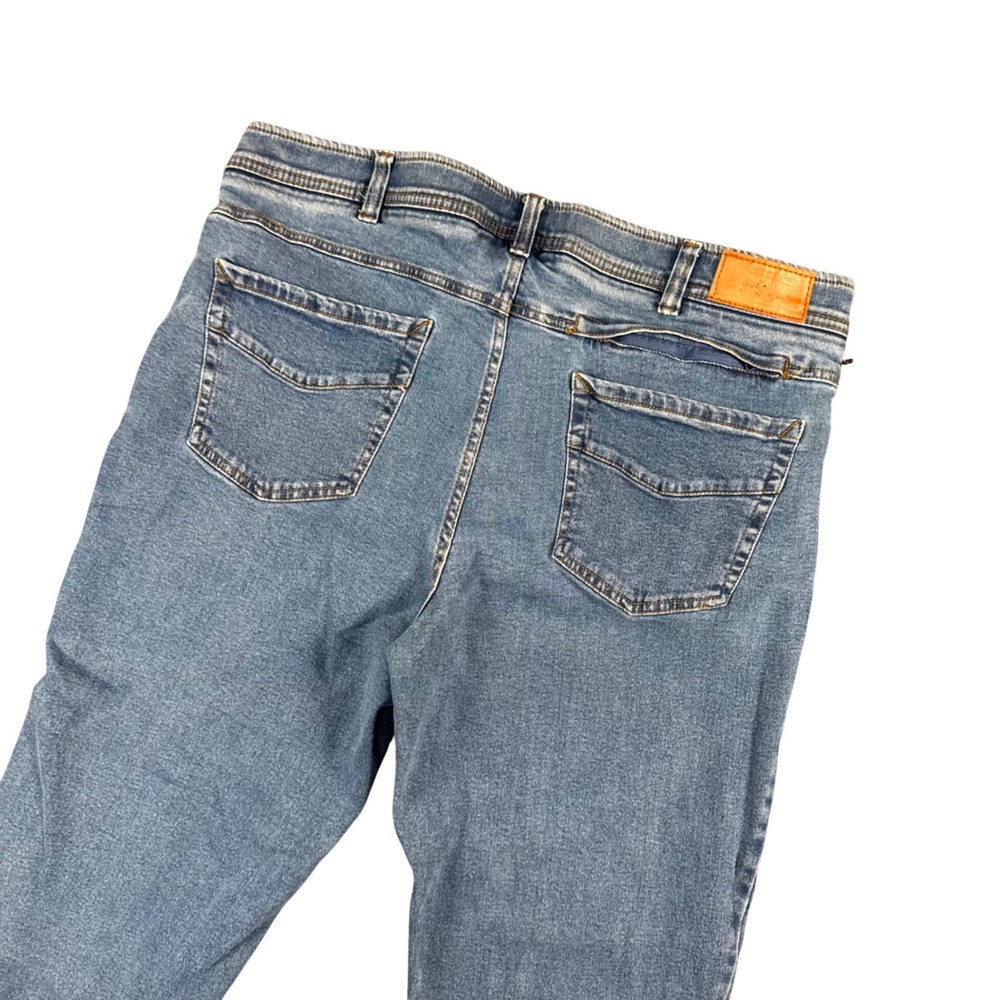 Scandia Woods Blue Wash Denim Jeans Mens 40x27 Waist Straight Leg Cotton Spandex